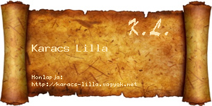 Karacs Lilla névjegykártya